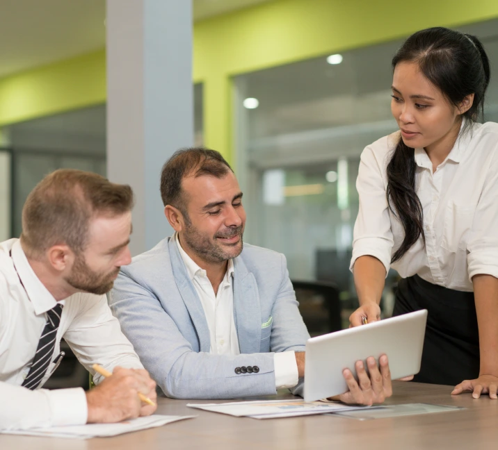 Asian business professionals collaborating